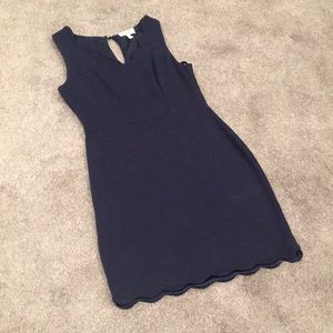 Scalloped blue cocktail dress